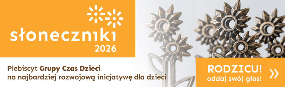 plakat promujący konkurs "słonecnziki 2026", widoczne na nim statuetki słoneczników